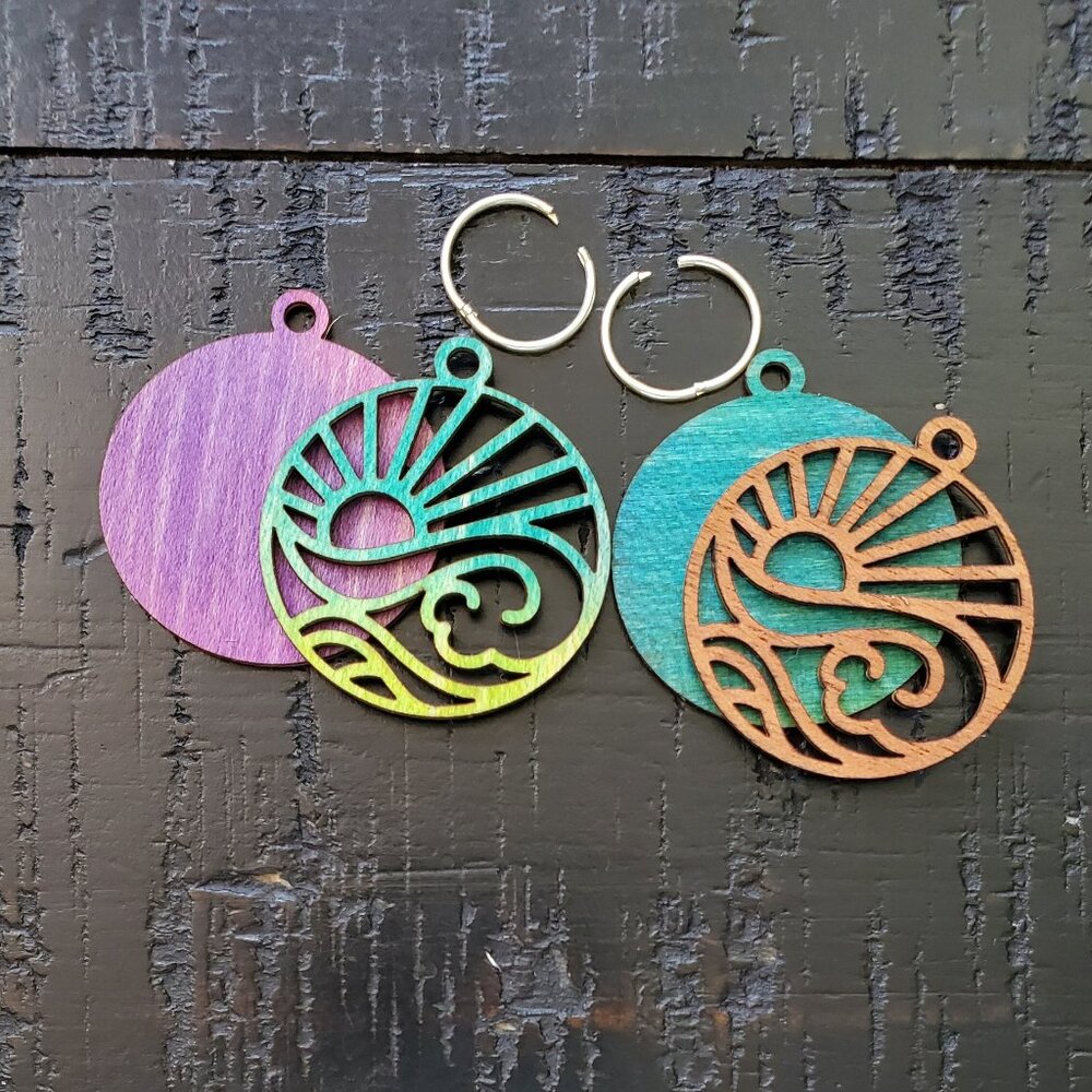 Reversible Handmade Wooden Earrings